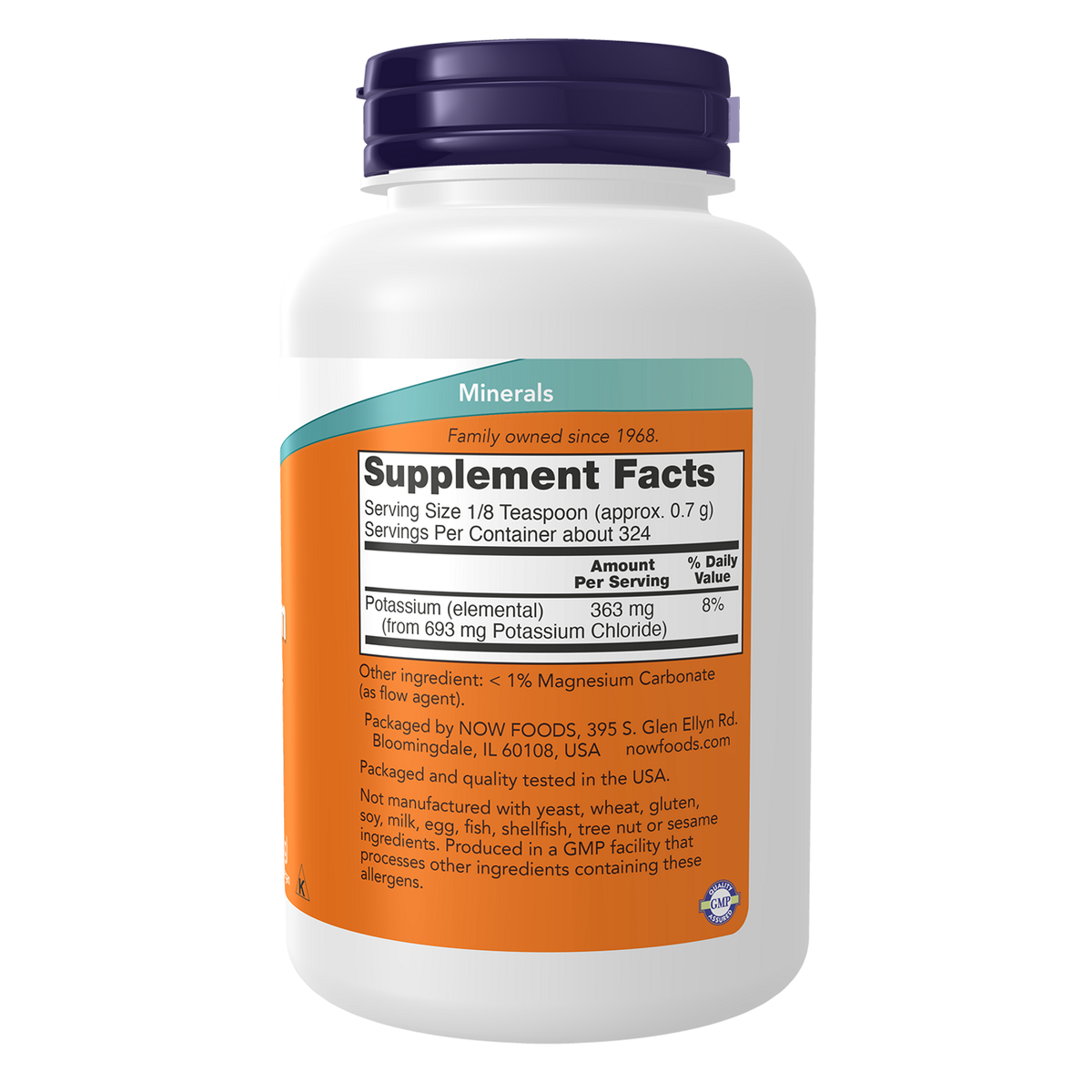 Now Foods Chlorure de potassium en poudre 227 g - vue de droite