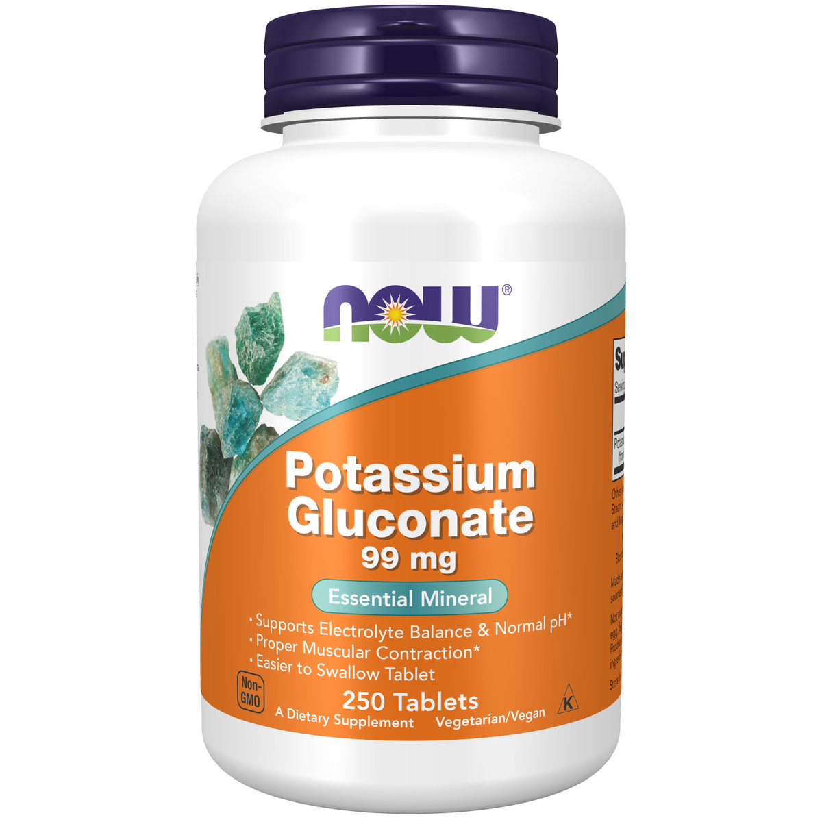 NOW Foods Gluconate de Potassium 99 mg — 250 comprimés