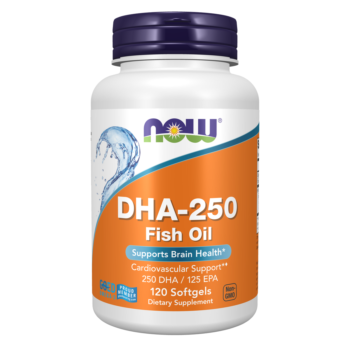 Now Foods DHA-250 huile de poisson riche en DHA, flacon de 120 capsules