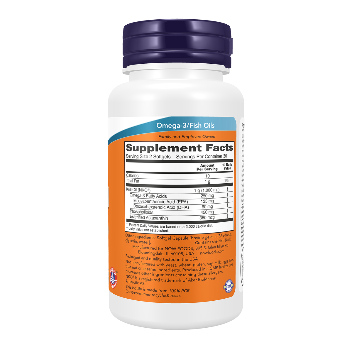 Now Foods Huile de krill 500 mg - vue de droite