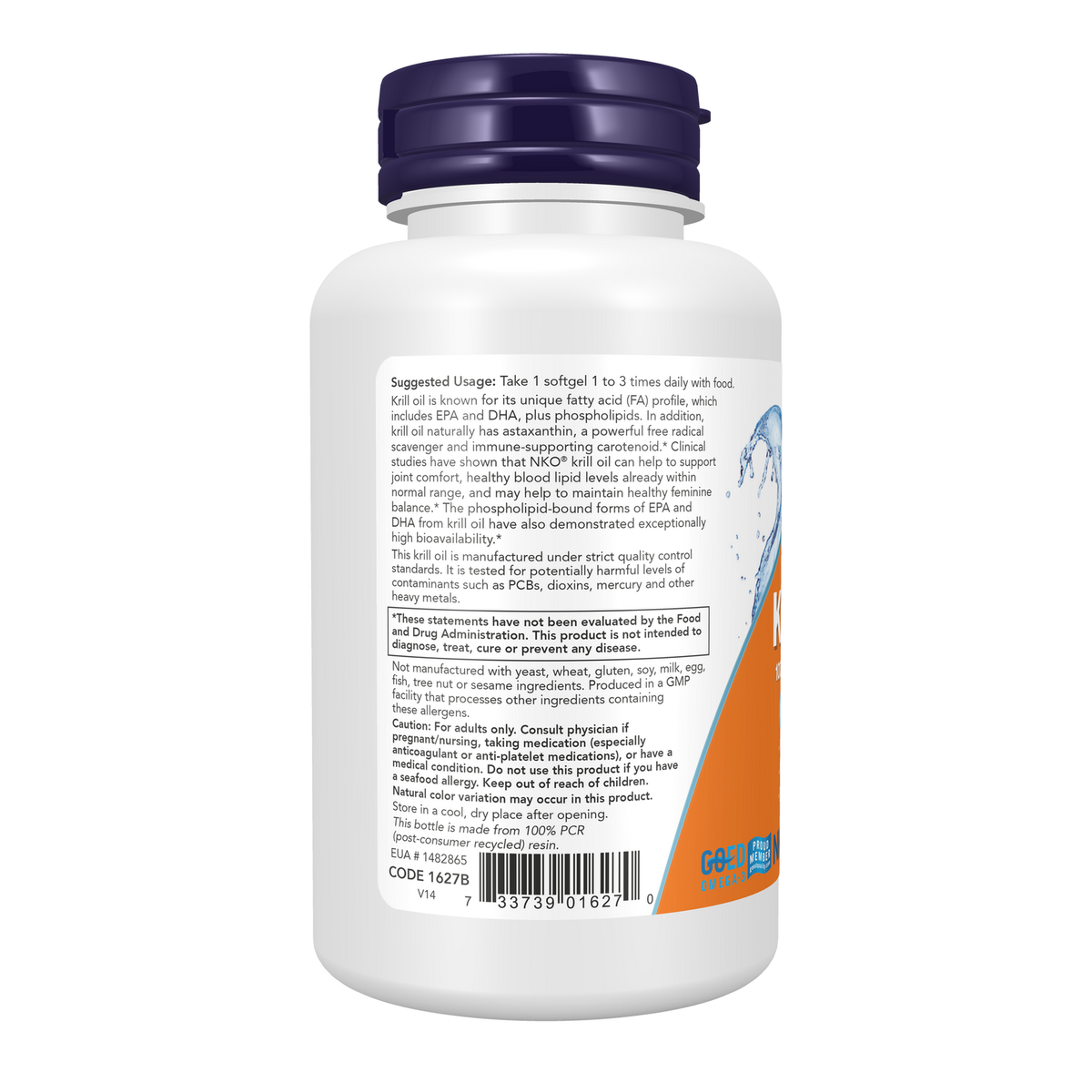 Now Foods Huile de krill 1000 mg - vue de gauche