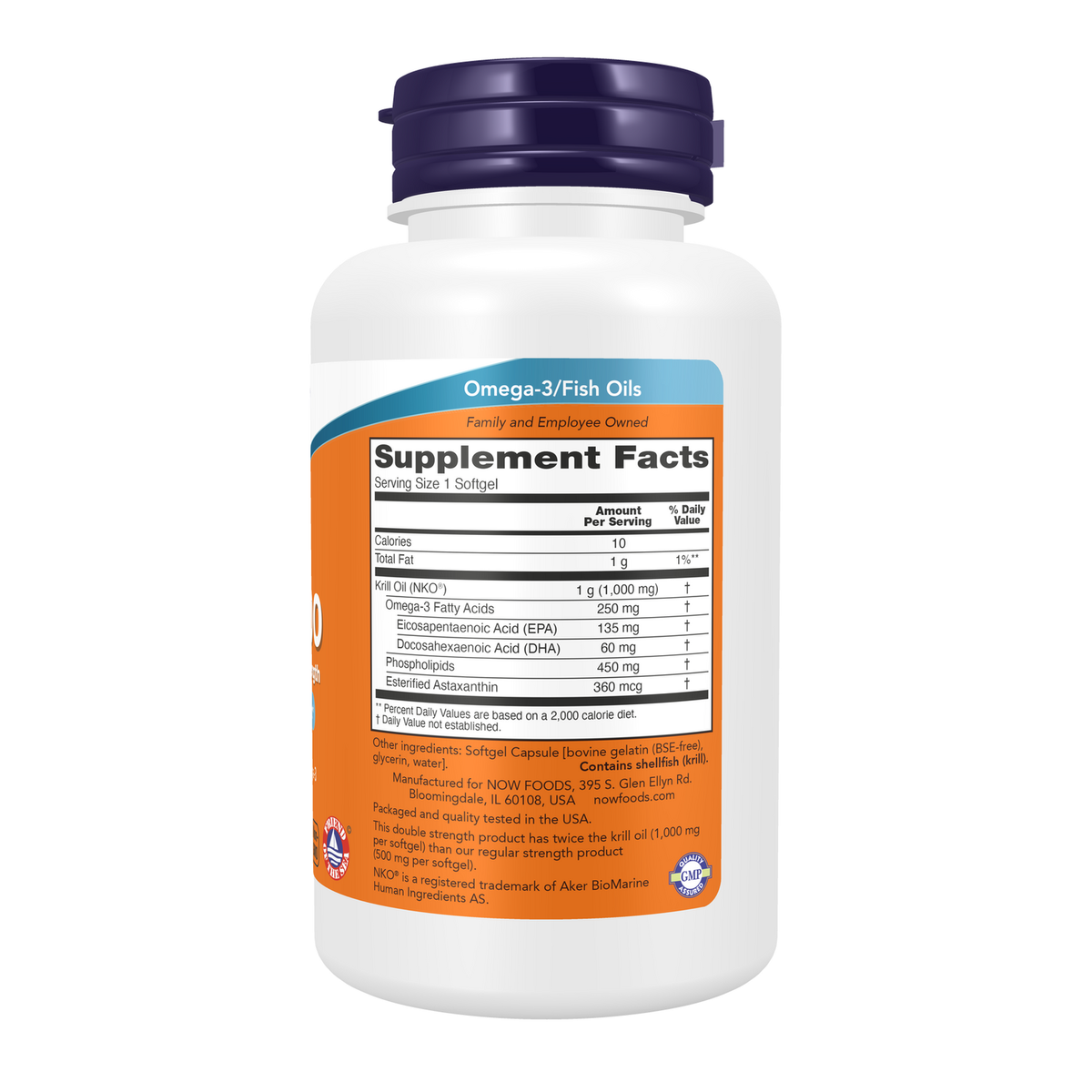 Now Foods Huile de krill 1000 mg - vue de droite
