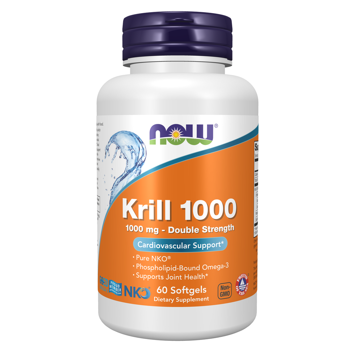 Now Foods Huile de krill NKO 1000 mg double concentration, flacon de 60 capsules