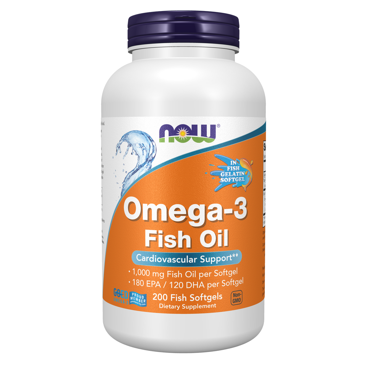 Now Foods Oméga 3 huile de poisson en capsules de gélatine de poisson, flacon de 200 capsules