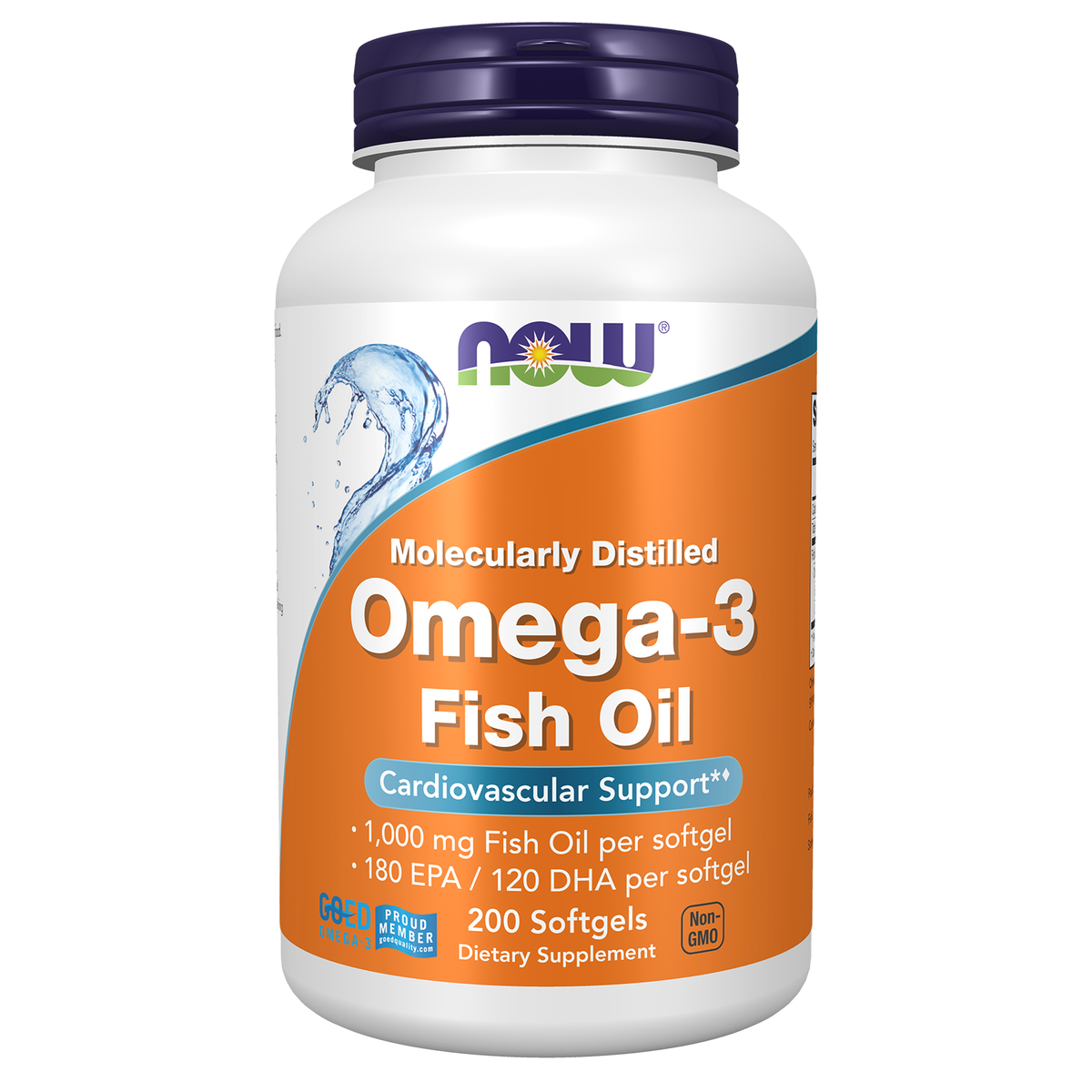 Now Foods Oméga 3 huile de poisson 1000 mg, flacon de 200 capsules