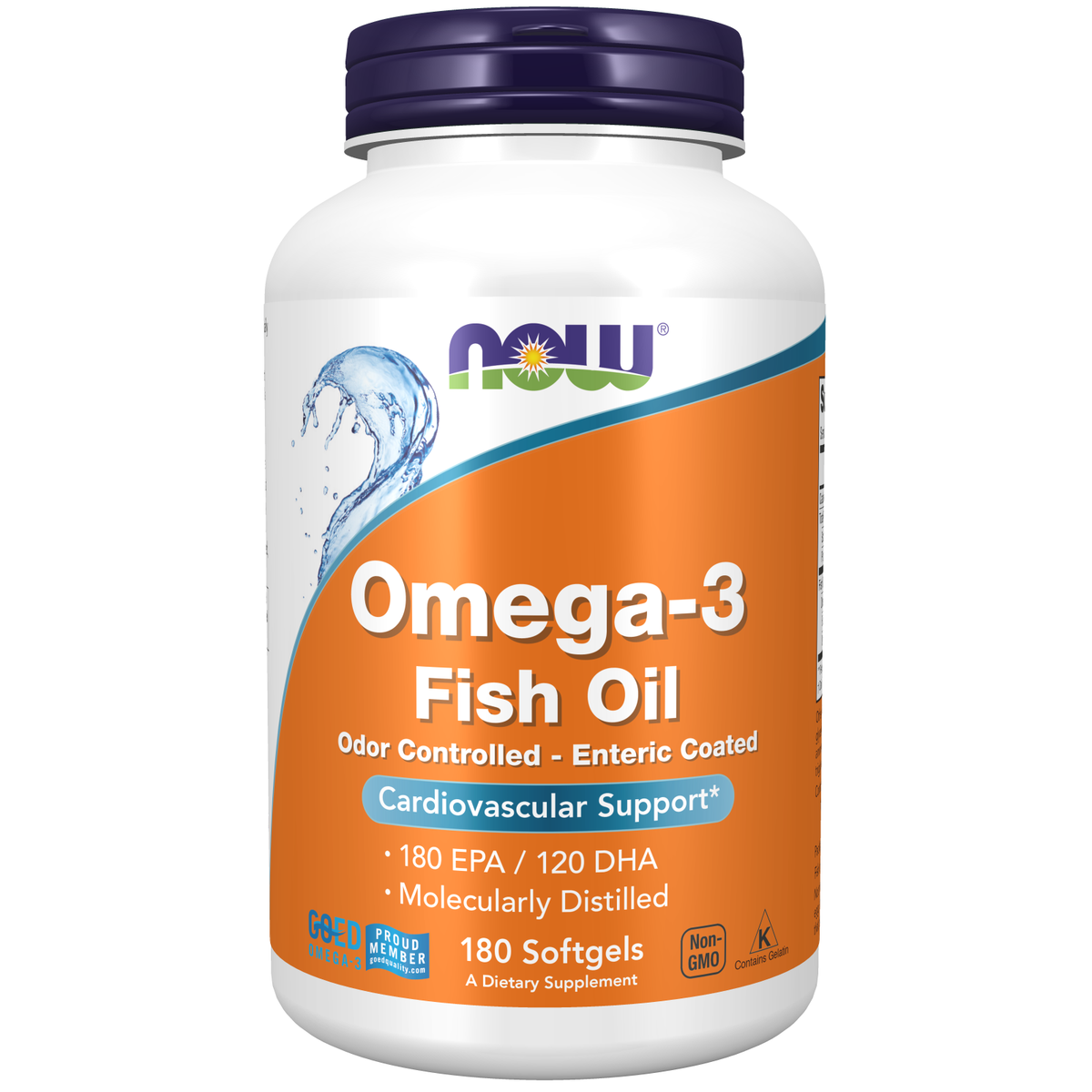 Now Foods Oméga 3 gastro-résistant, flacon de 180 capsules