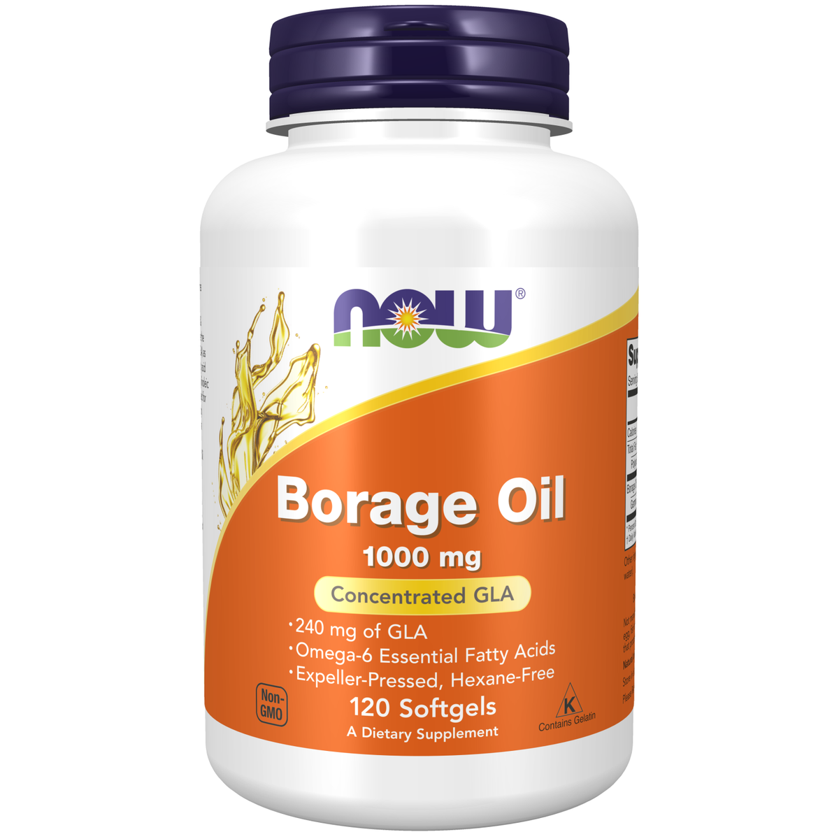 NOW Foods Huile de Bourrache 1 000 mg — 240 mg de GLA — 120 capsules