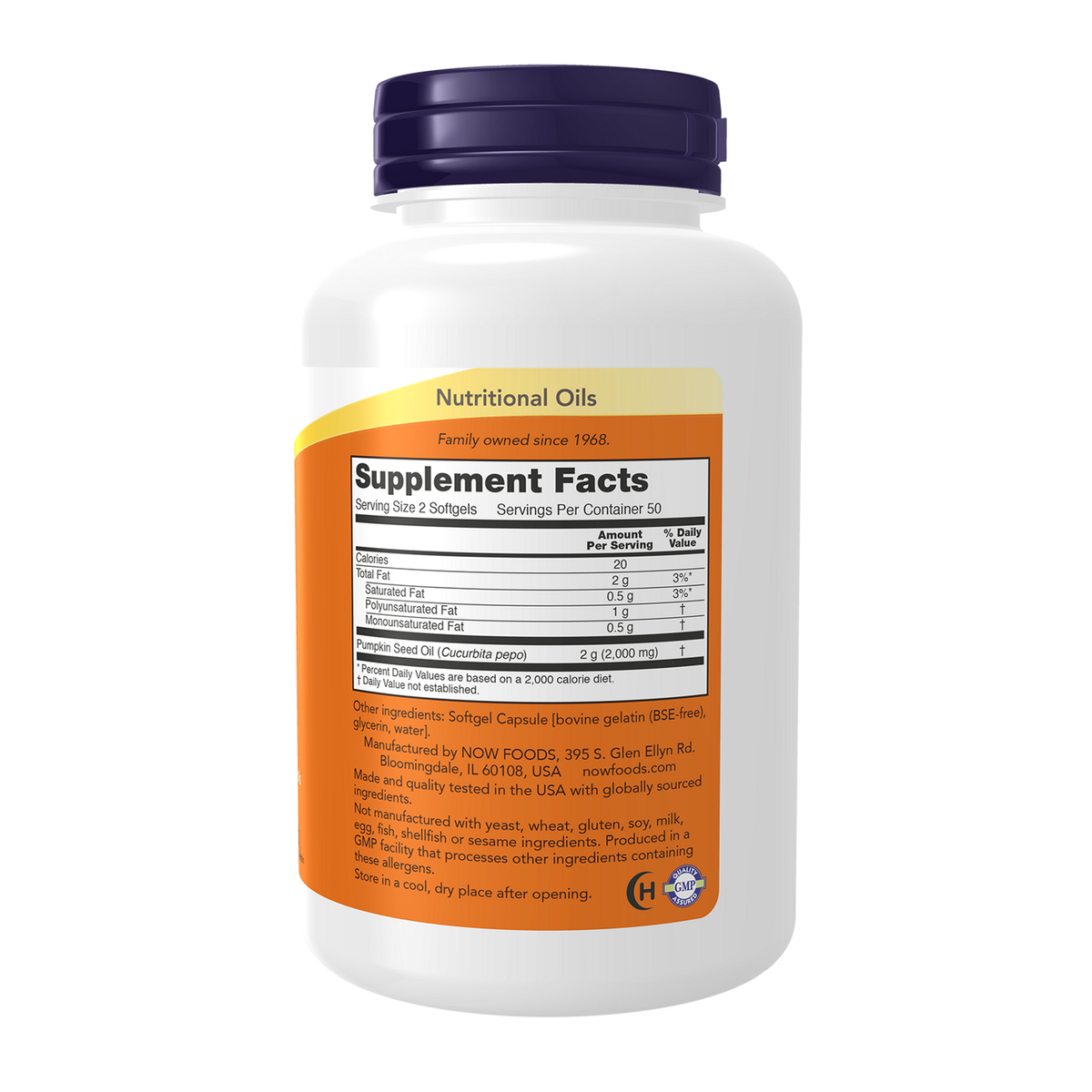 Now Foods Huile de pépins de courge 1000 mg - vue de droite
