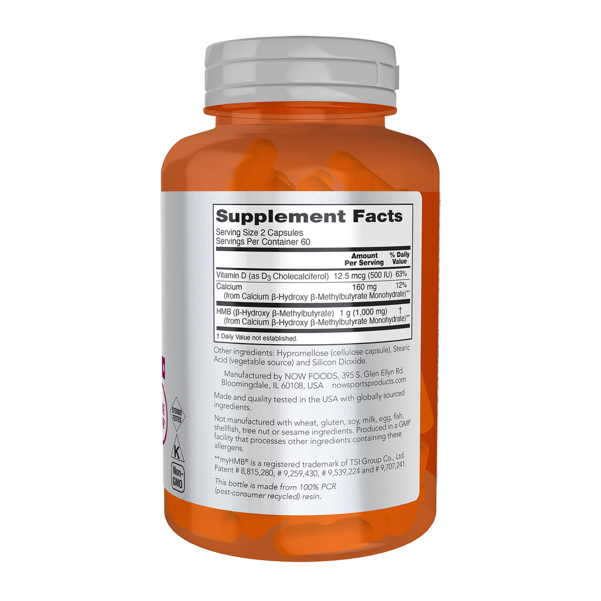 Now Foods HMB 500 mg gélules - vue de droite