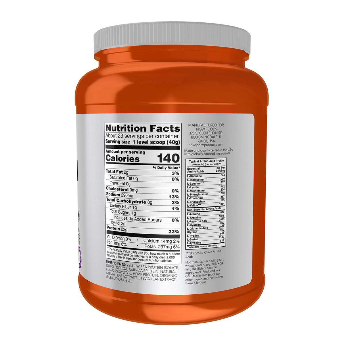 Now Foods Plant Protein Complex 907 g - vue de droite