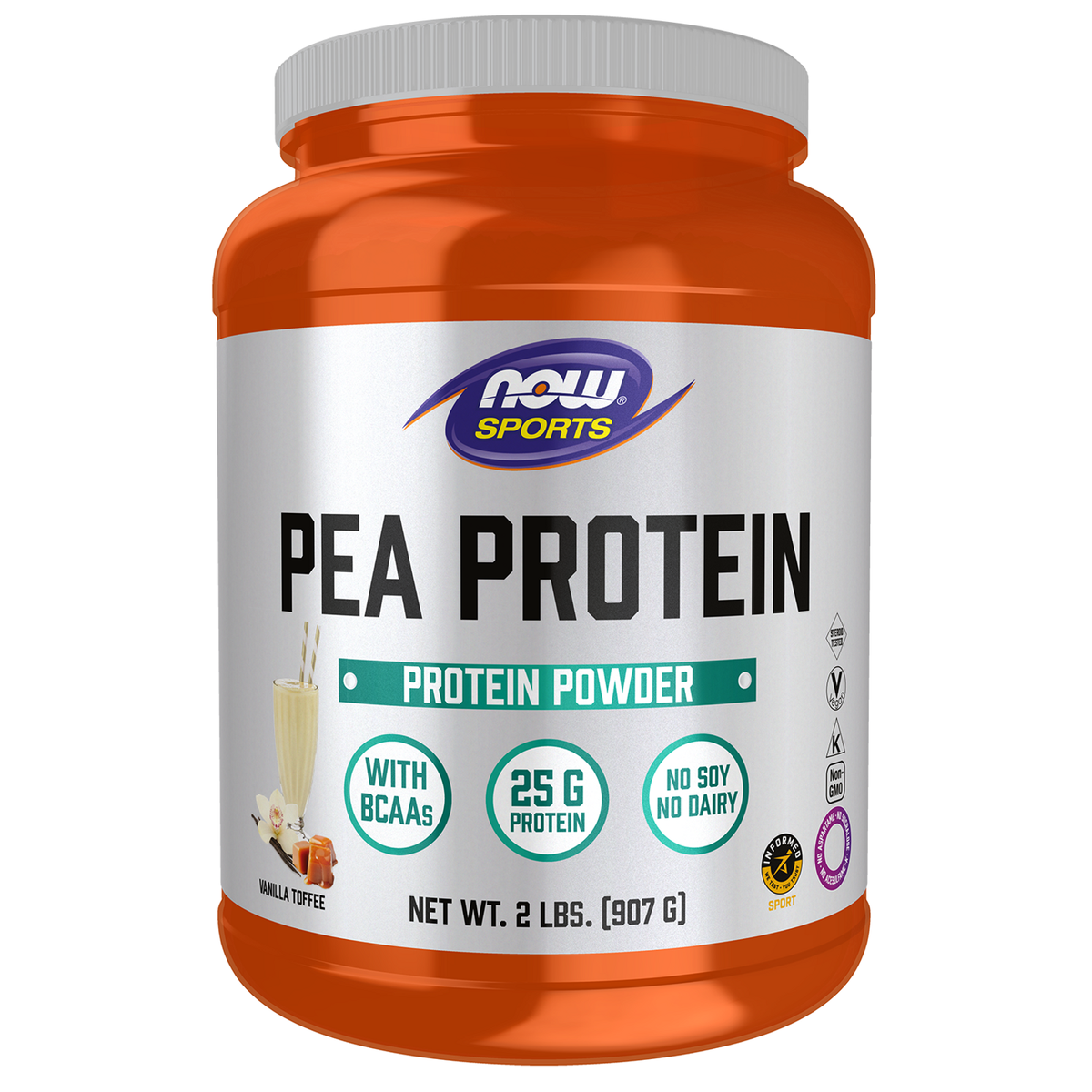 NOW Foods Protéine de pois vanille-caramel, pot de 907 g