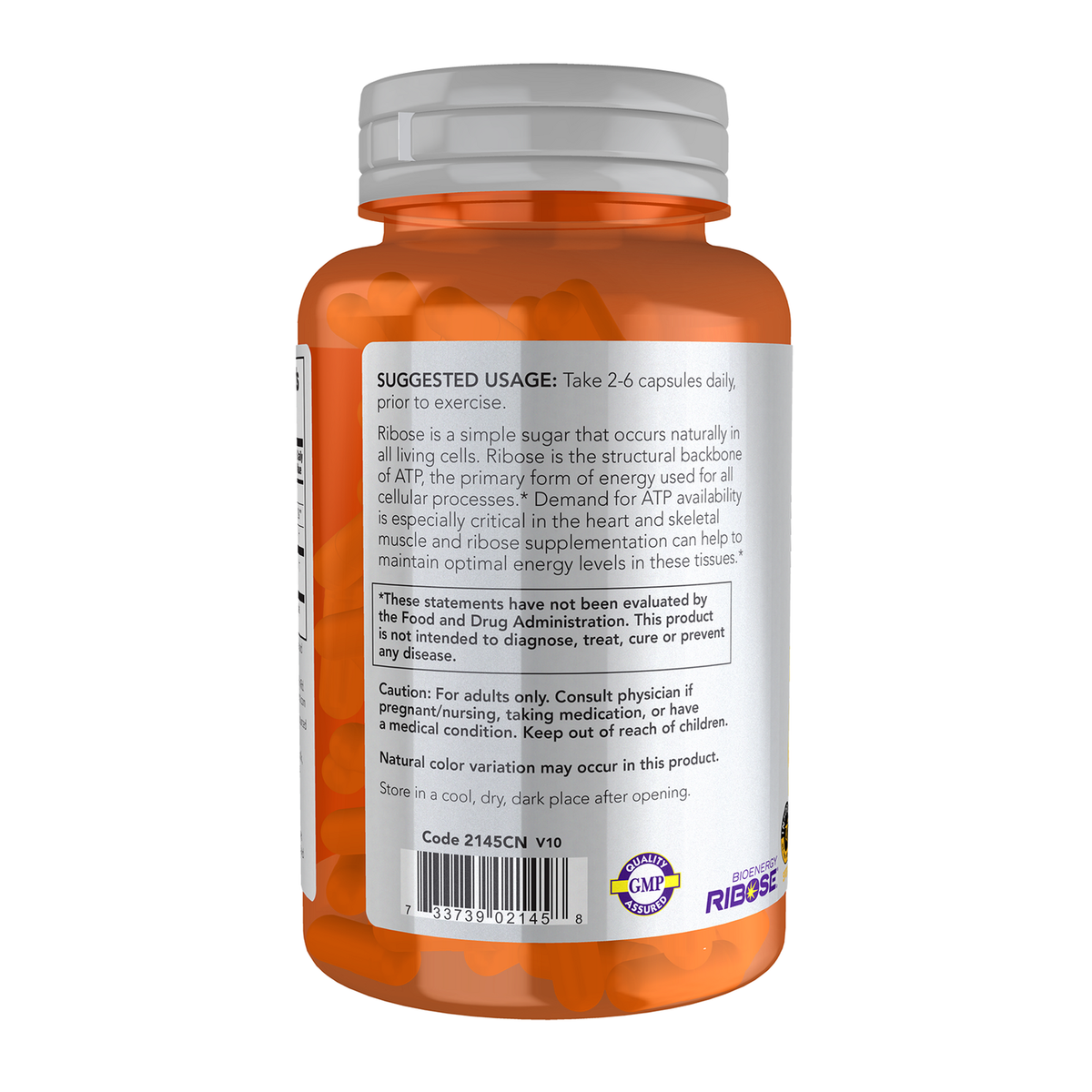 Now Foods D-Ribose 750 mg gélules - vue de gauche