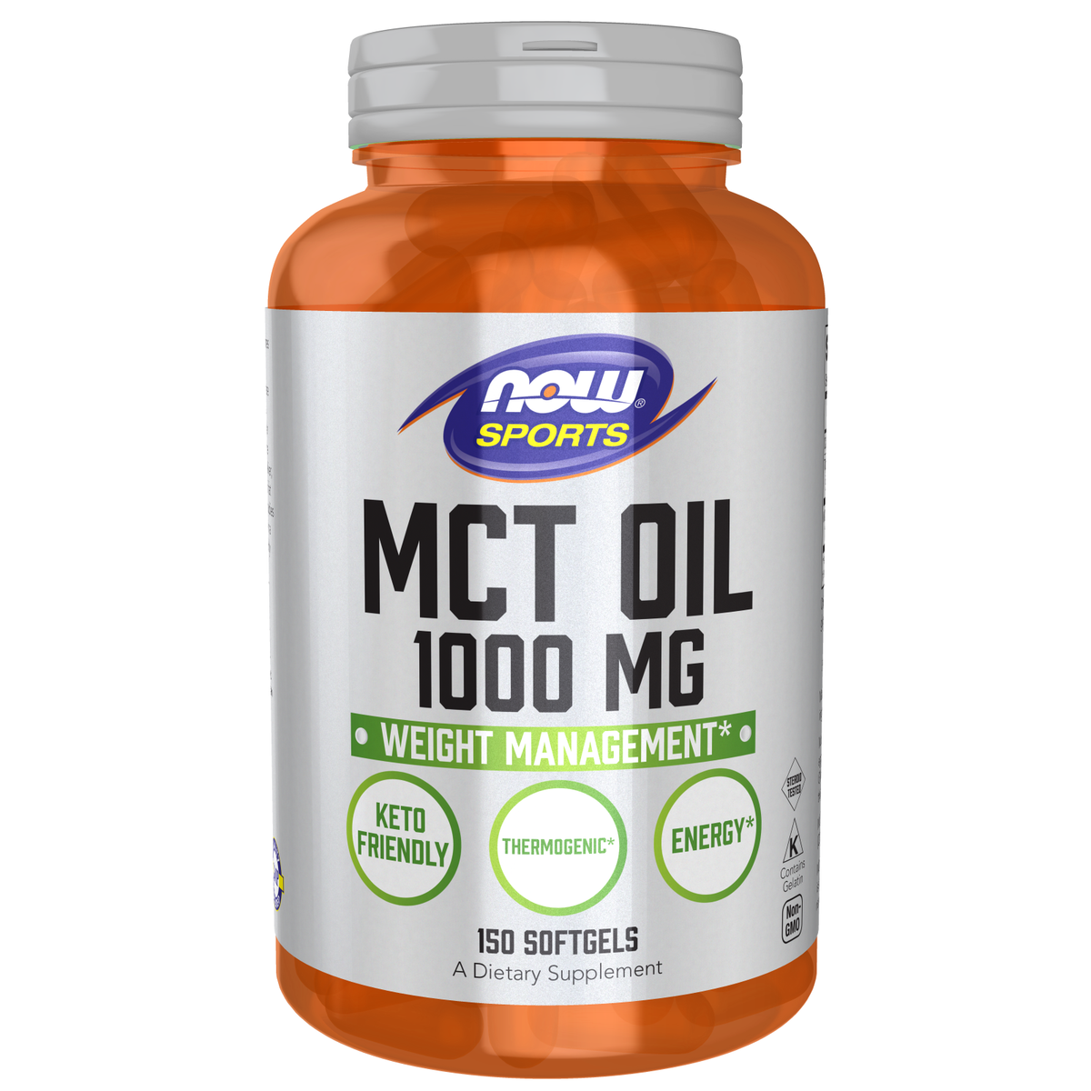NOW Foods Huile MCT 1000 mg, 150 capsules molles