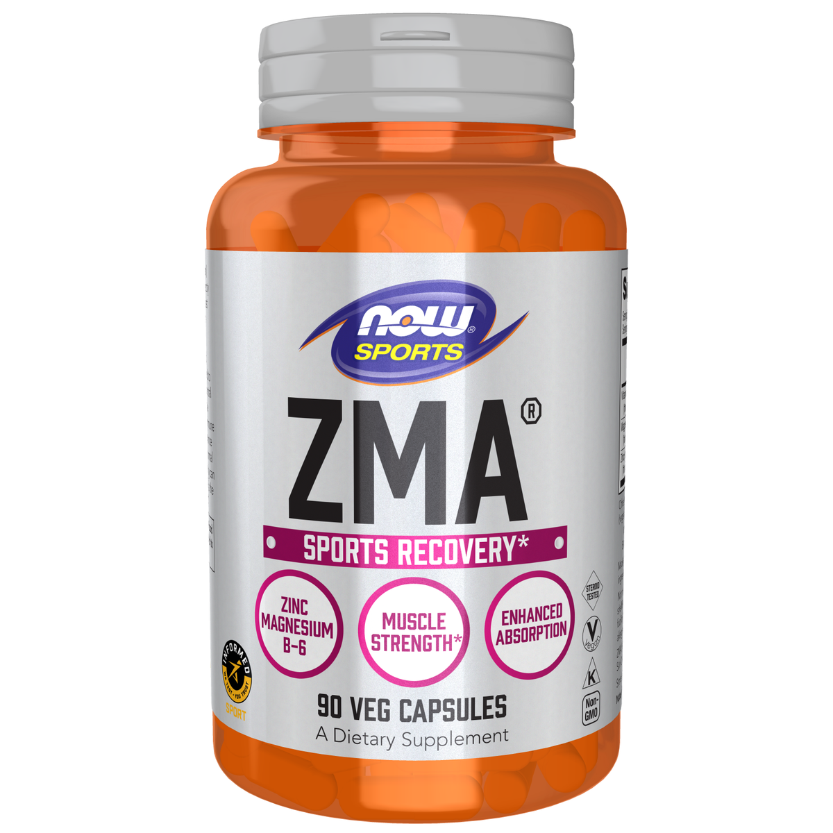 NOW Foods ZMA zinc magnésium vitamine B6, gélules végétales