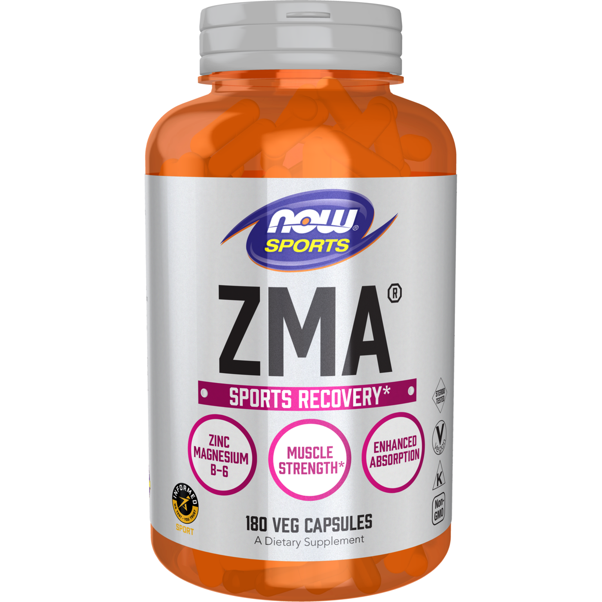 NOW Foods ZMA — Zinc, Magnésium et Vitamine B6 — 180 gélules