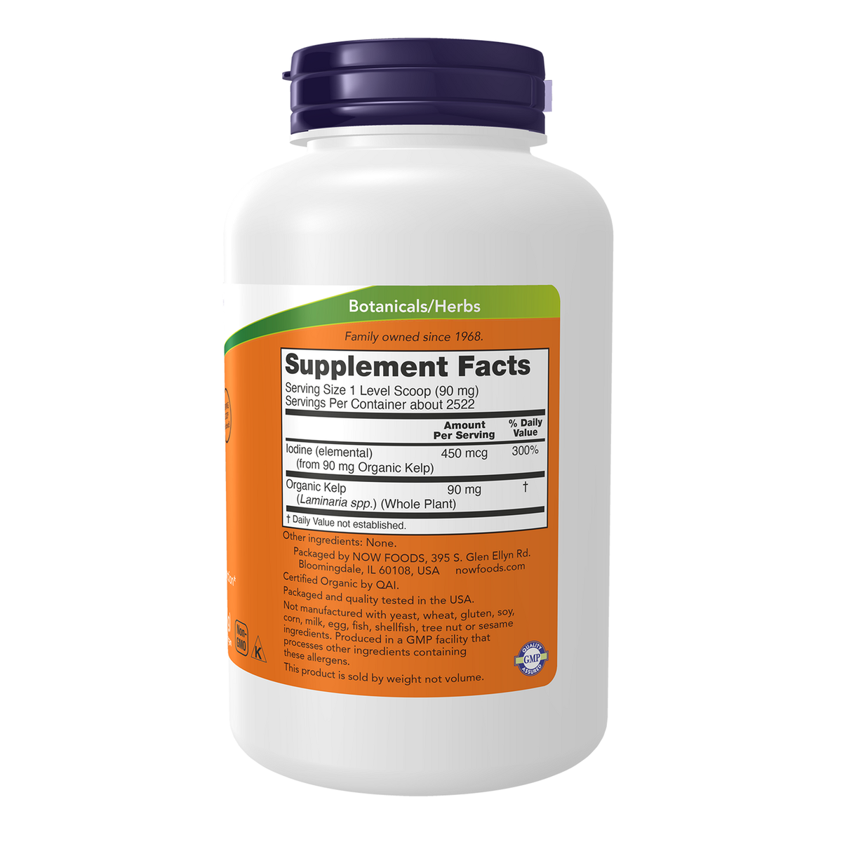 Now Foods Kelp en poudre 227 g - vue de droite