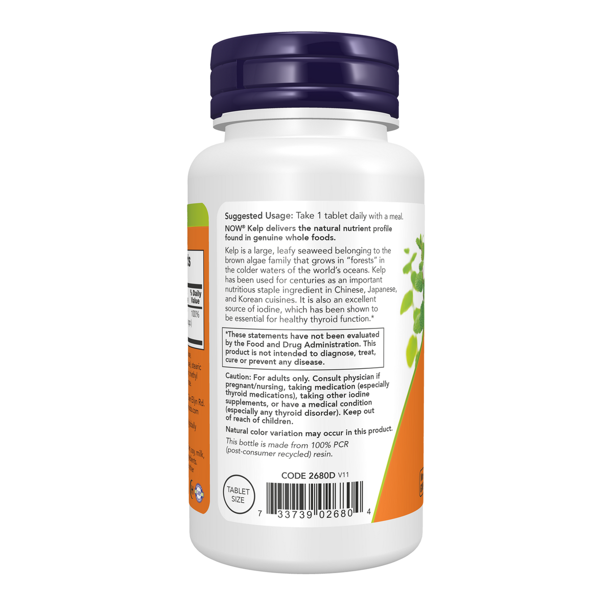 Now Foods Kelp 150 mcg comprimés - vue de gauche