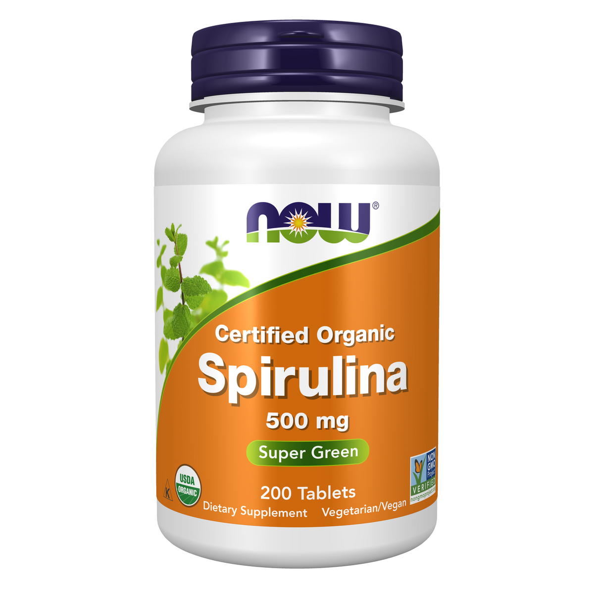 NOW Foods Spiruline Bio 500 mg — 200 comprimés