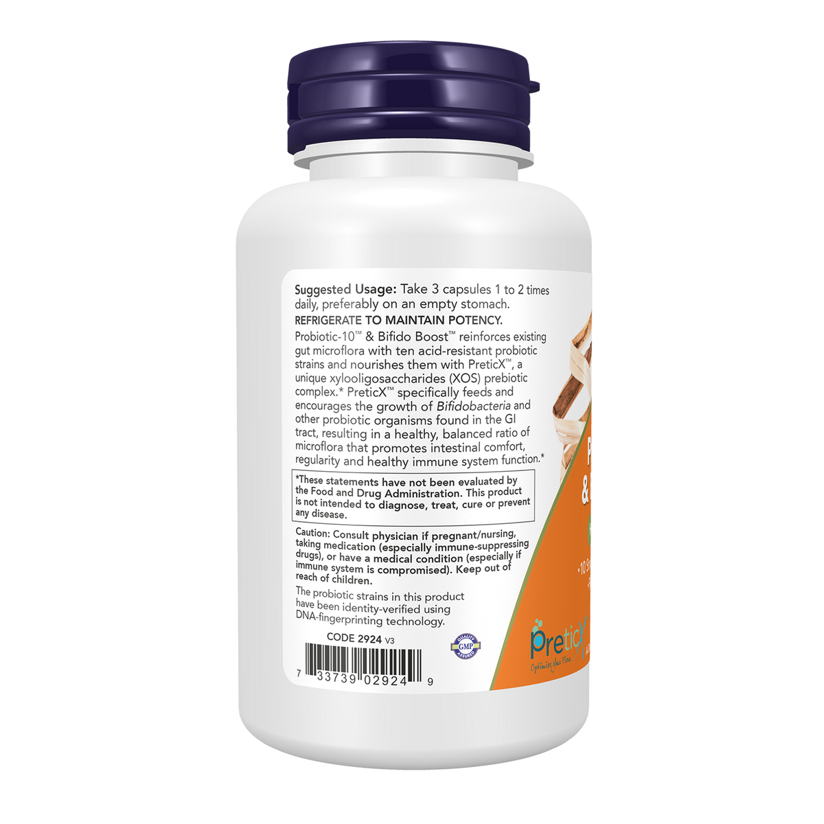 Now Foods Probiotic-10 Bifido Boost 90 gélules - vue de gauche
