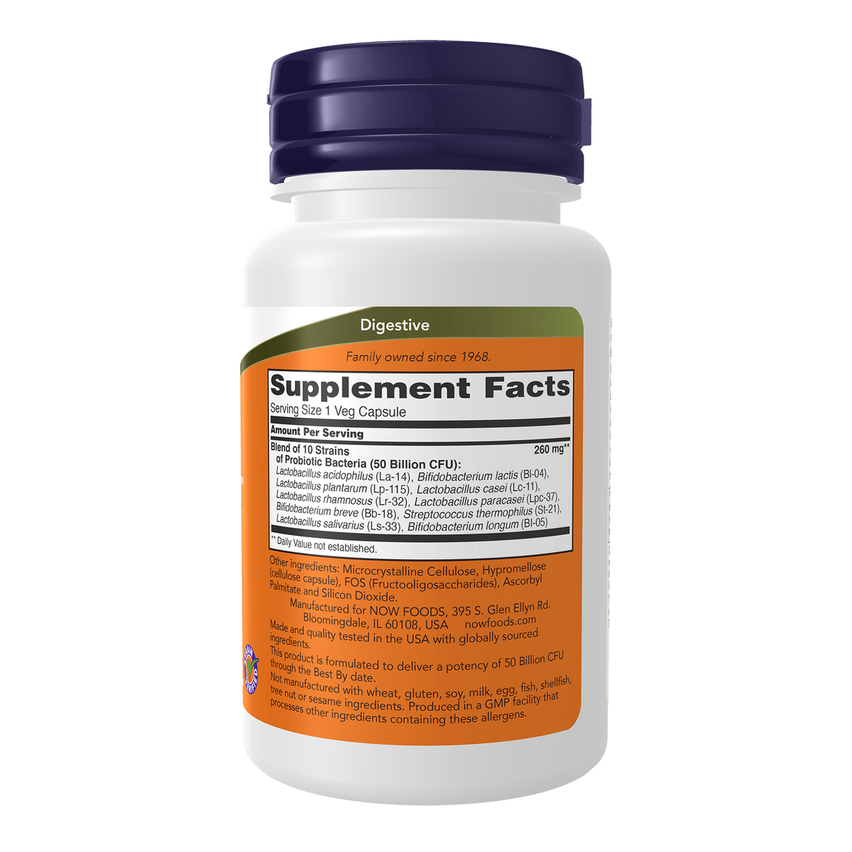 Now Foods Probiotic-10 50 milliards - vue de droite