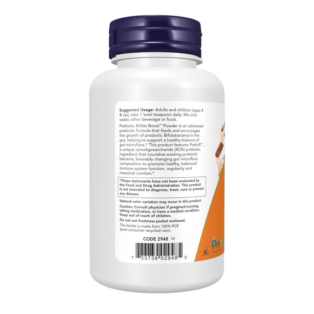 Now Foods Prebiotic Bifido Boost en poudre 85 g - vue de gauche