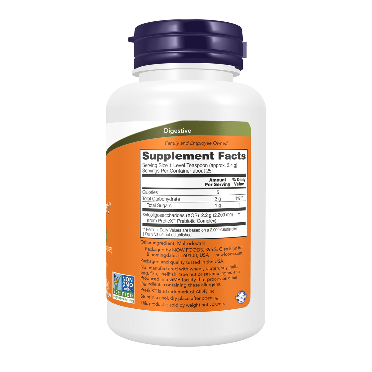 Now Foods Prebiotic Bifido Boost en poudre 85 g - vue de droite