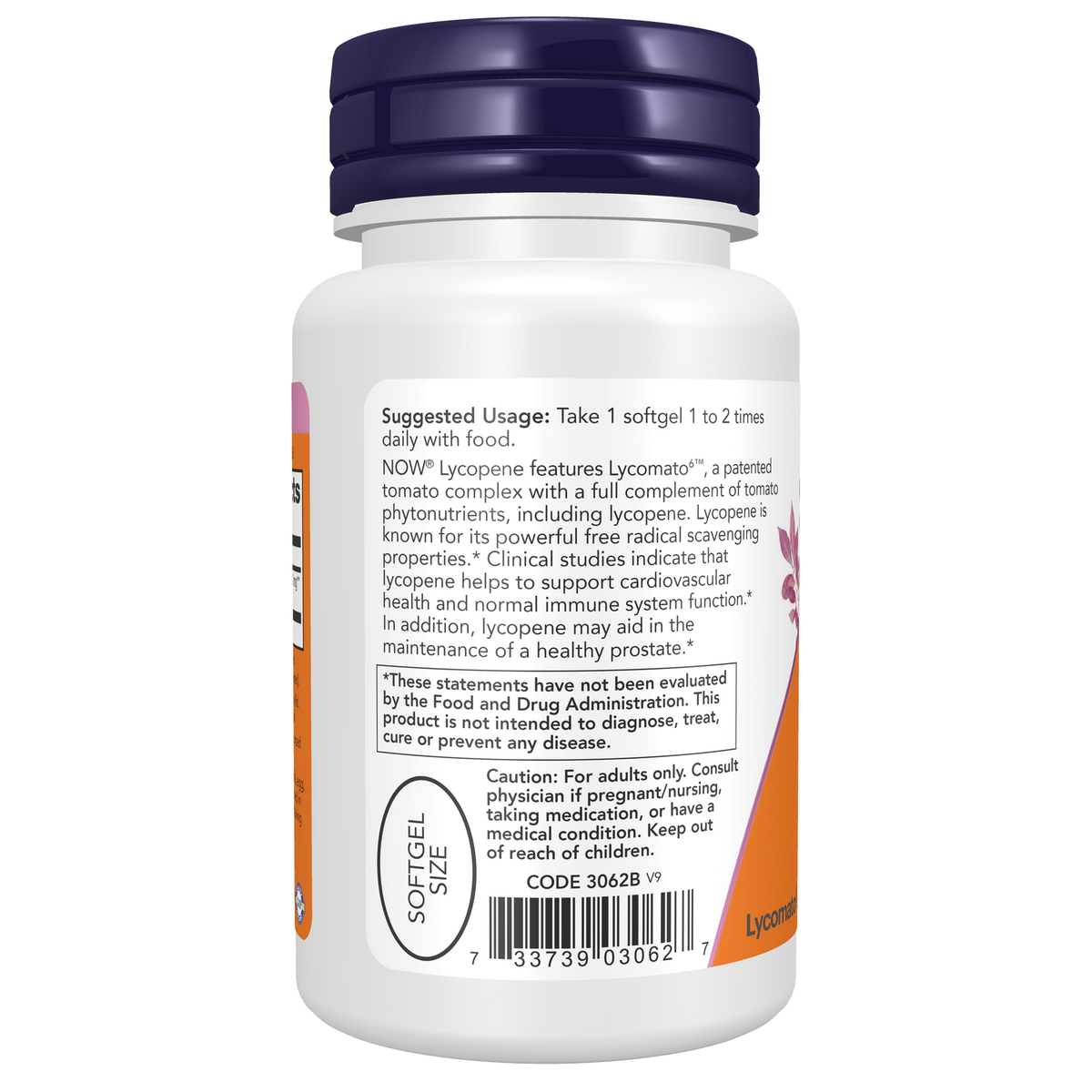Now Foods Lycopène 20 mg - vue de gauche