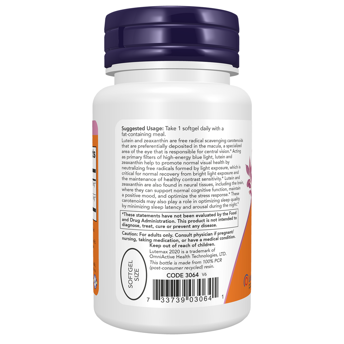 Now Foods Lutéine Zéaxanthine Lutemax 2020 - vue de gauche