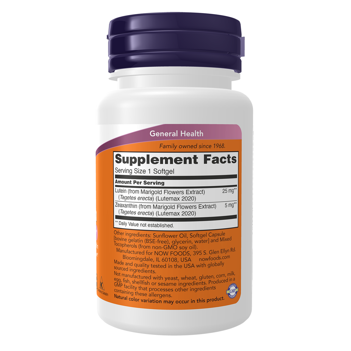 Now Foods Lutéine Zéaxanthine Lutemax 2020 - vue de droite