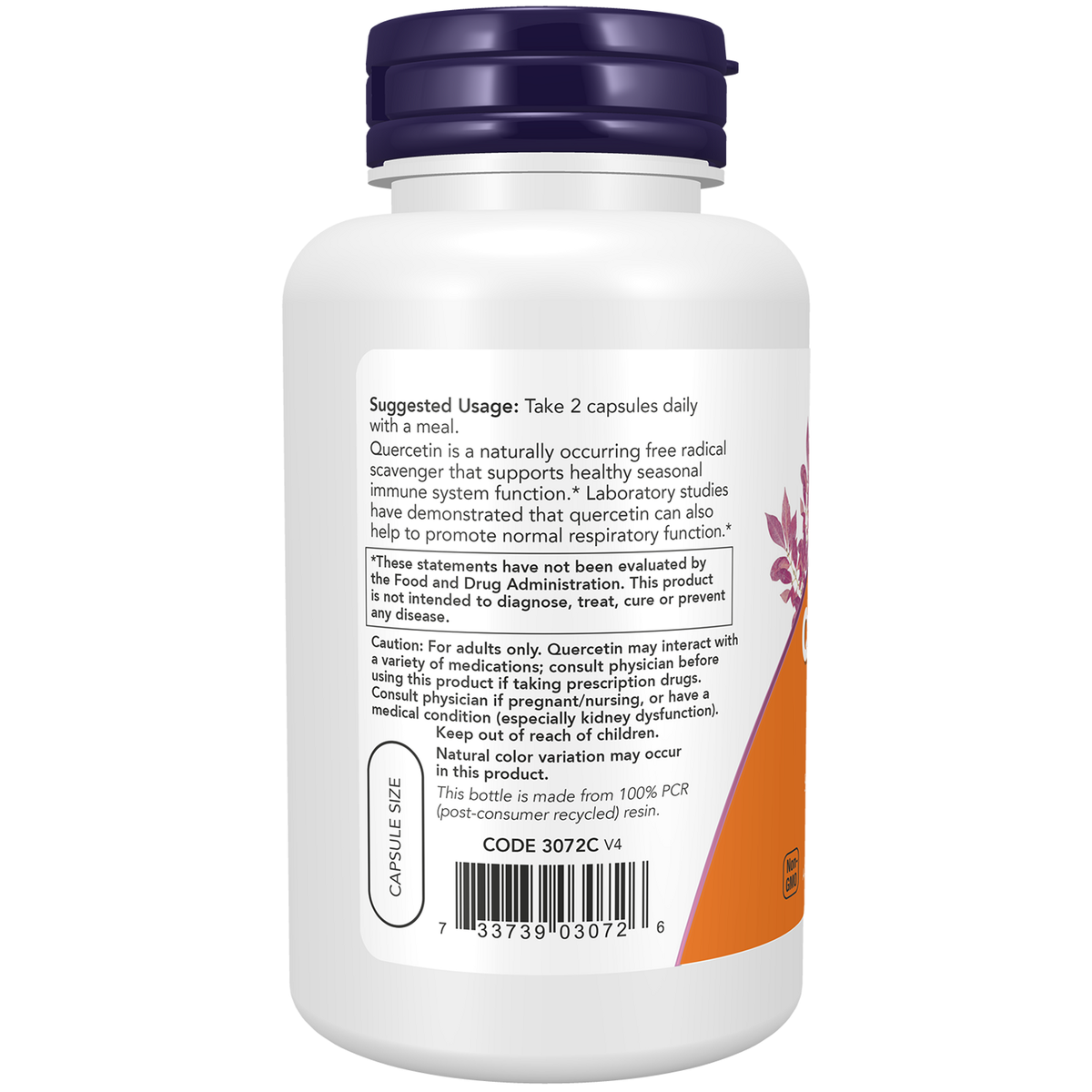 Now Foods Quercétine 500 mg - vue de gauche