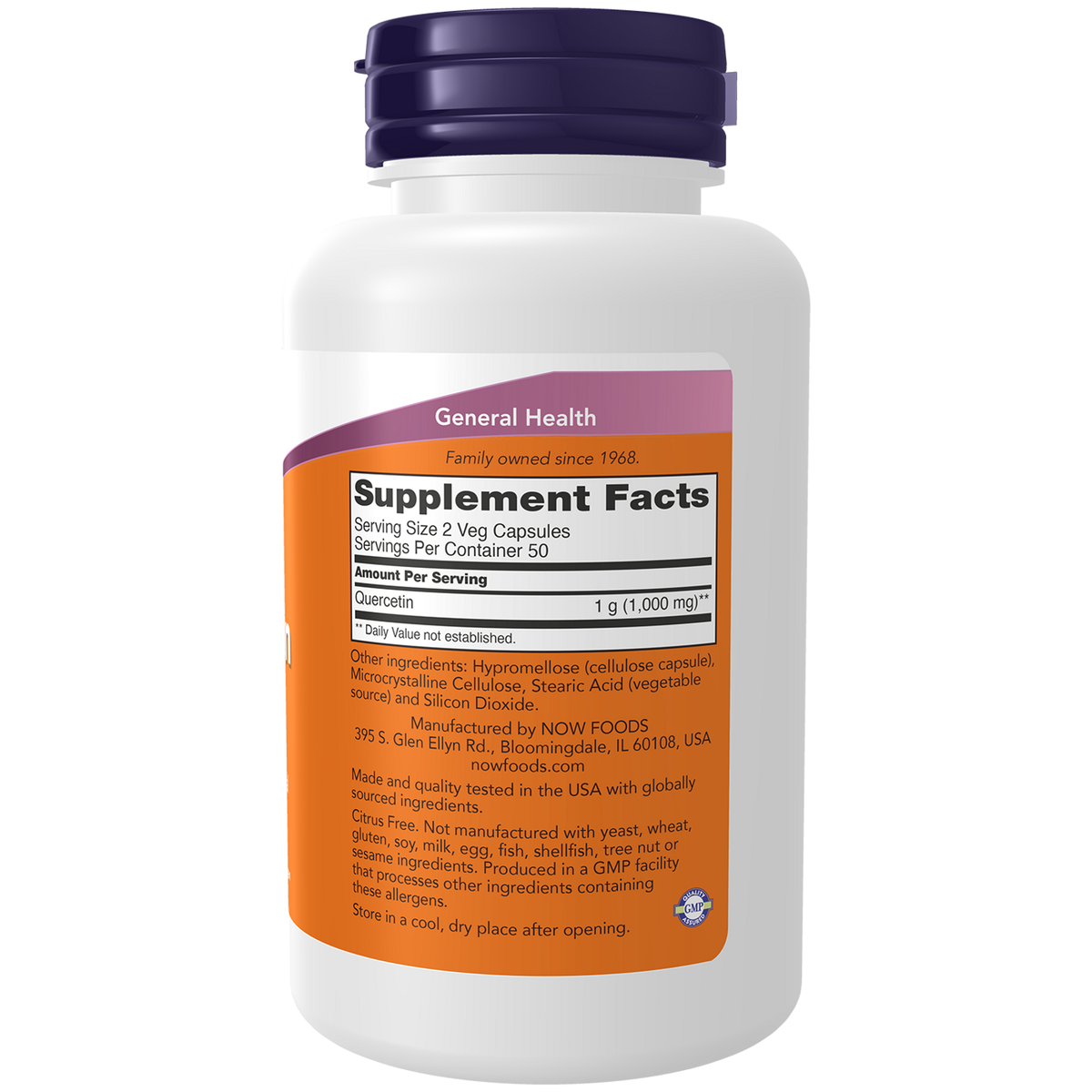 Now Foods Quercétine 500 mg - vue de droite