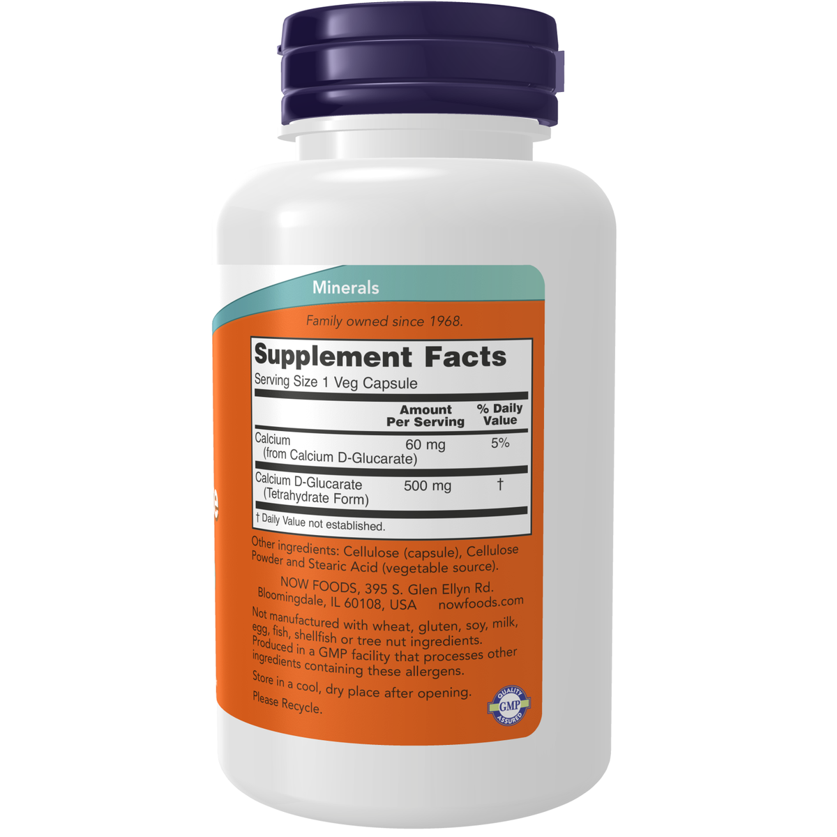 Now Foods D-Glucarate de Calcium valeurs nutritionnelles par capsule