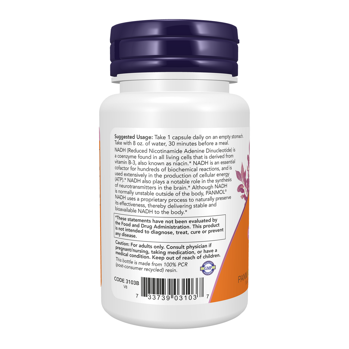 Now Foods NADH 10 mg - vue de gauche