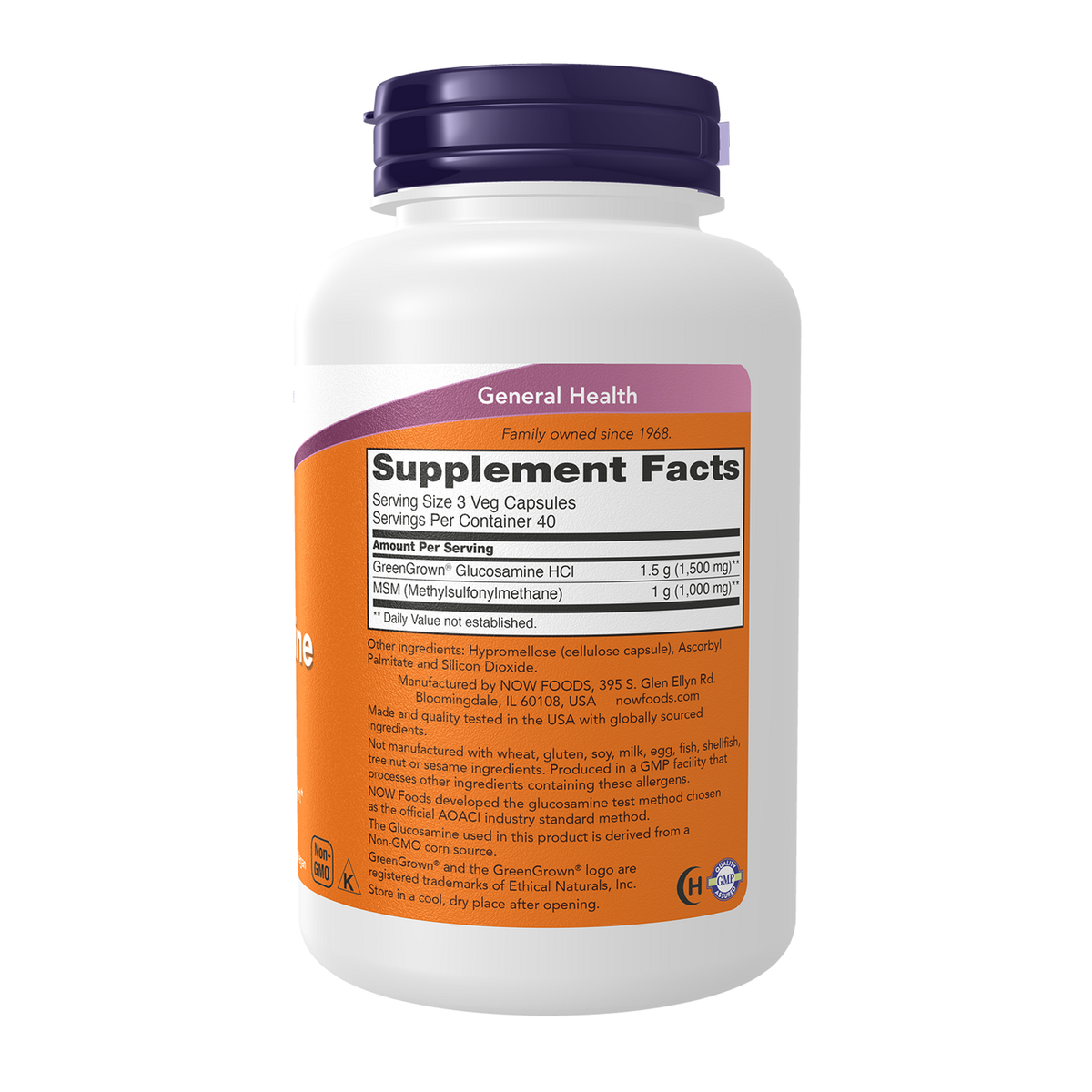 Now Foods Glucosamine MSM végétarienne - vue de droite
