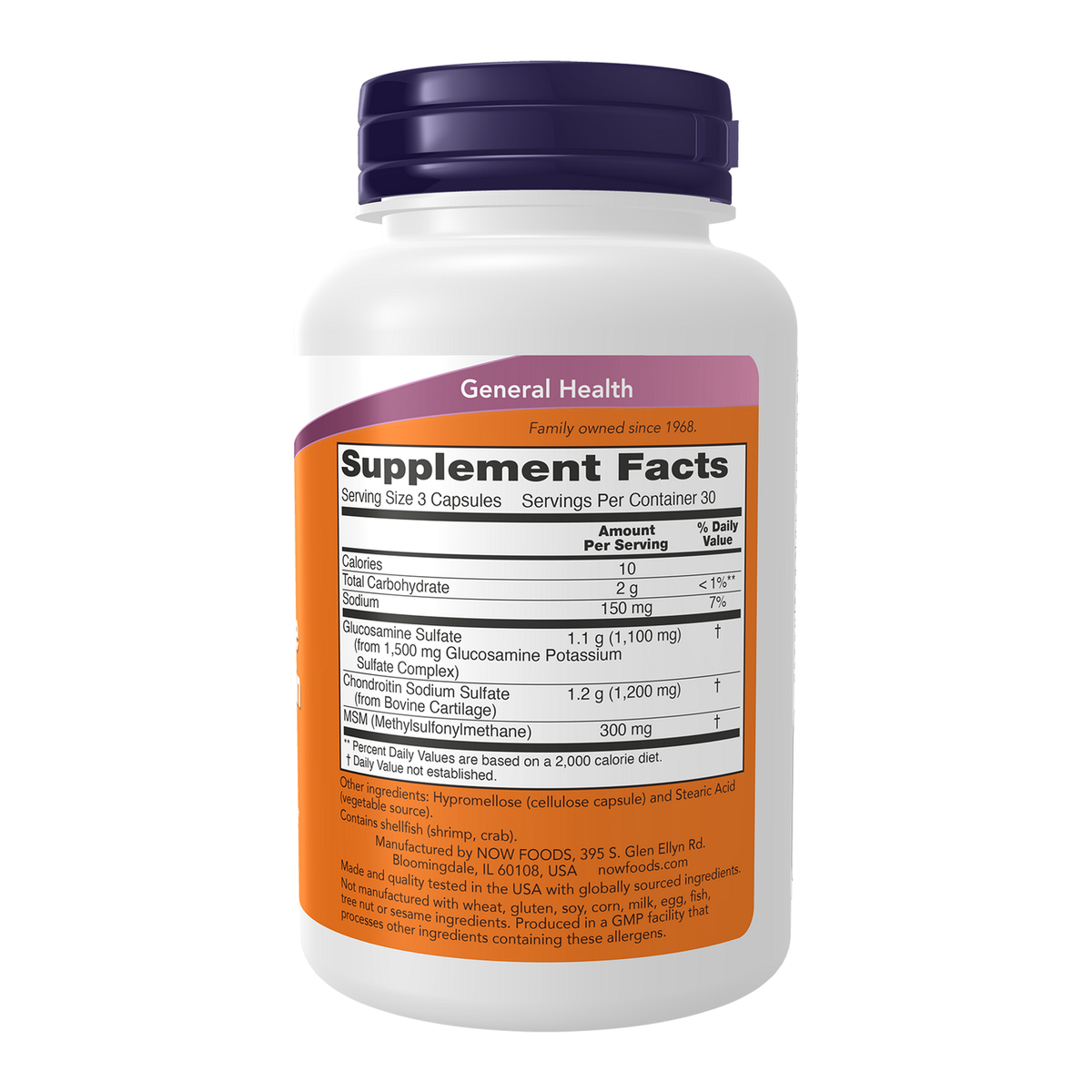 Now Foods Glucosamine chondroïtine MSM - vue de droite