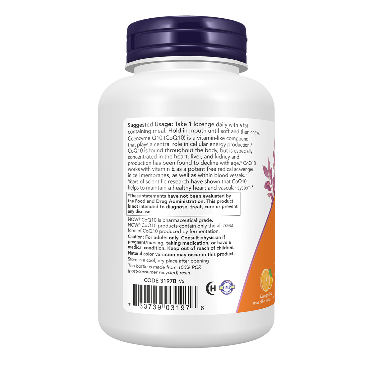 Now Foods Coenzyme Q10 200 mg à croquer - vue de gauche