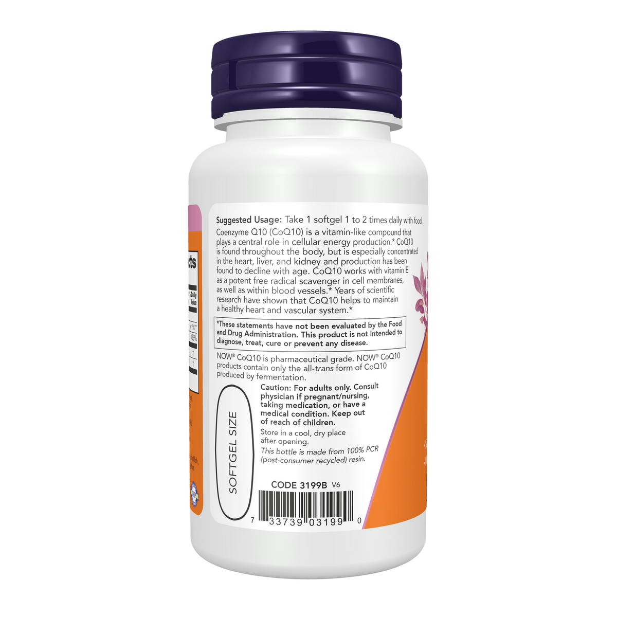 Now Foods CoQ10 400 mg - vue de gauche
