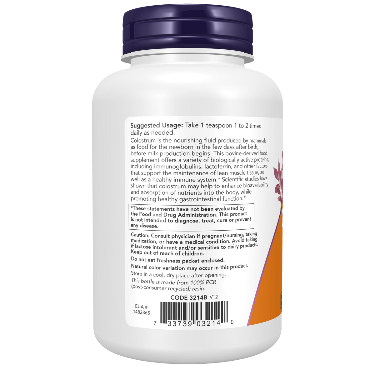 Now Foods Colostrum bovin en poudre - vue de gauche