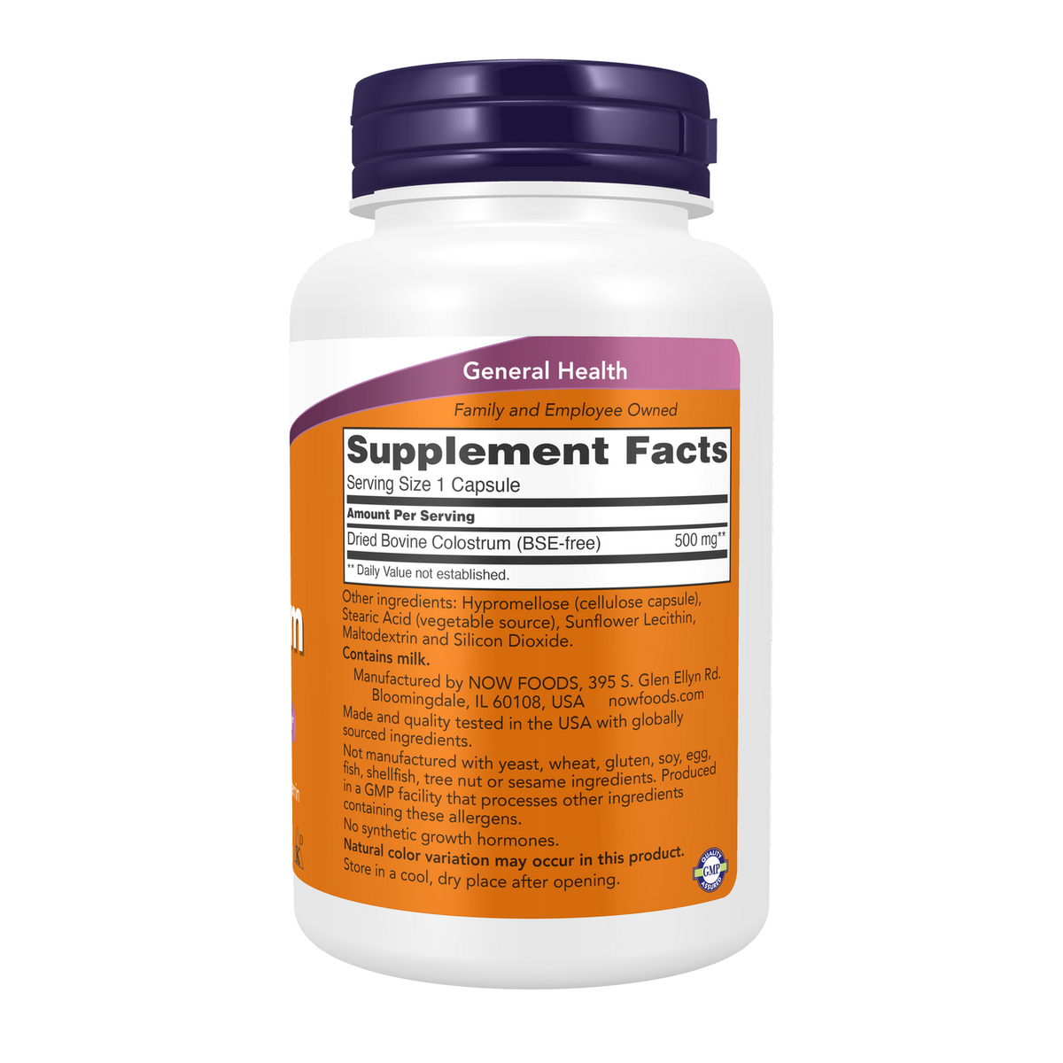 Now Foods Colostrum 500 mg - vue de droite
