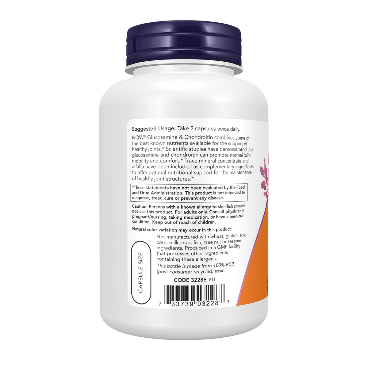 Now Foods Glucosamine chondroïtine oligo-éléments - vue de gauche