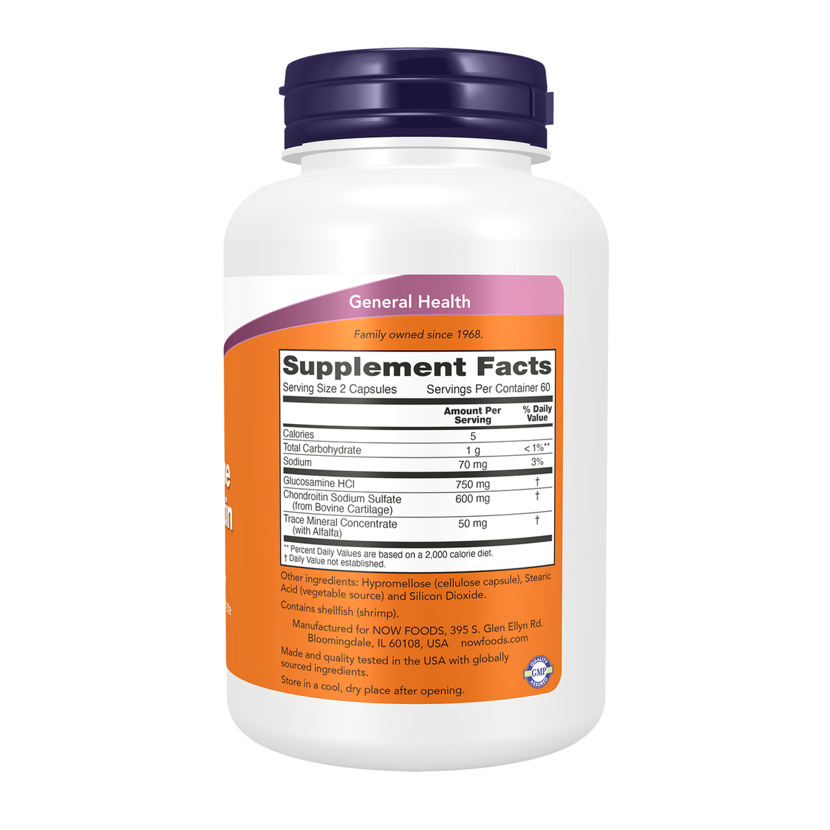 Now Foods Glucosamine chondroïtine oligo-éléments - vue de droite