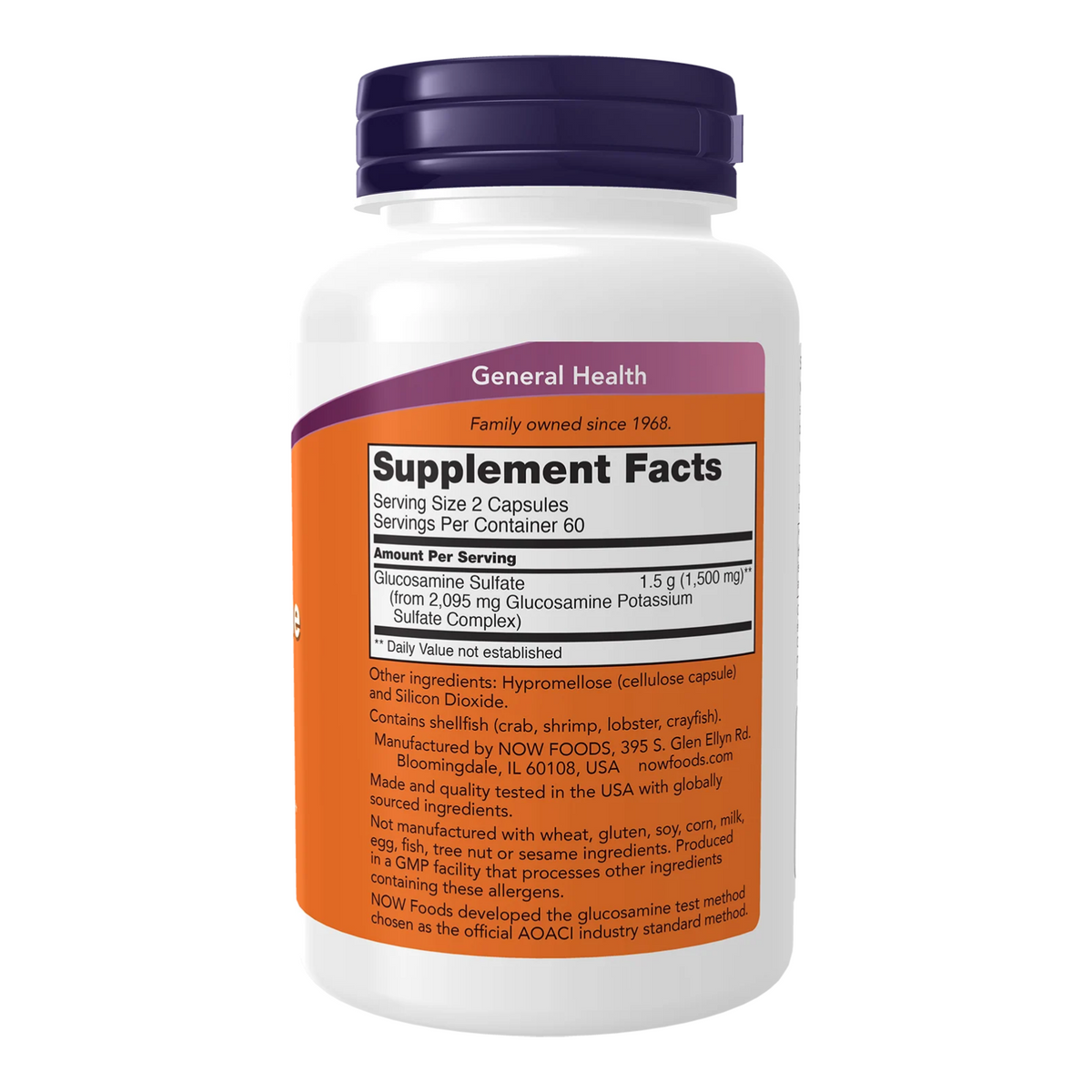 Now Foods Sulfate de glucosamine 750 mg - vue de droite