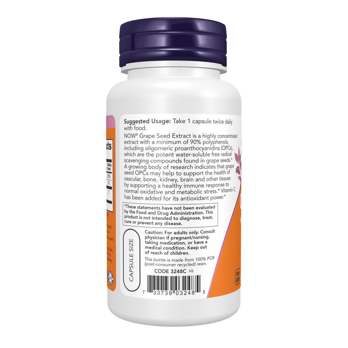 Now Foods Pépins de raisin 100 mg - vue de gauche