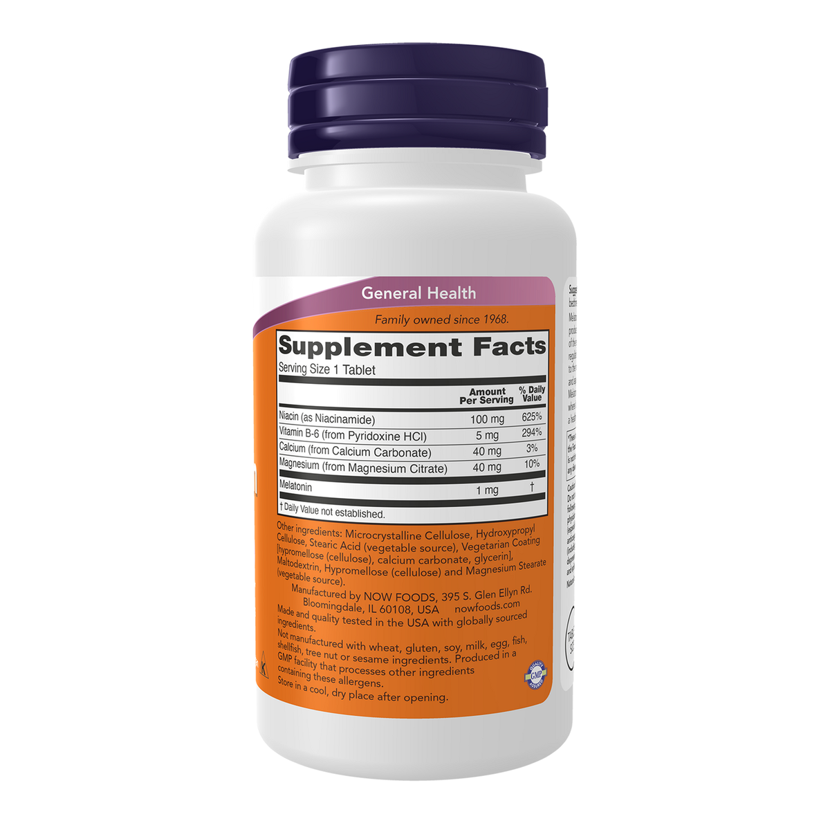 Now Foods Mélatonine 1 mg - vue de droite