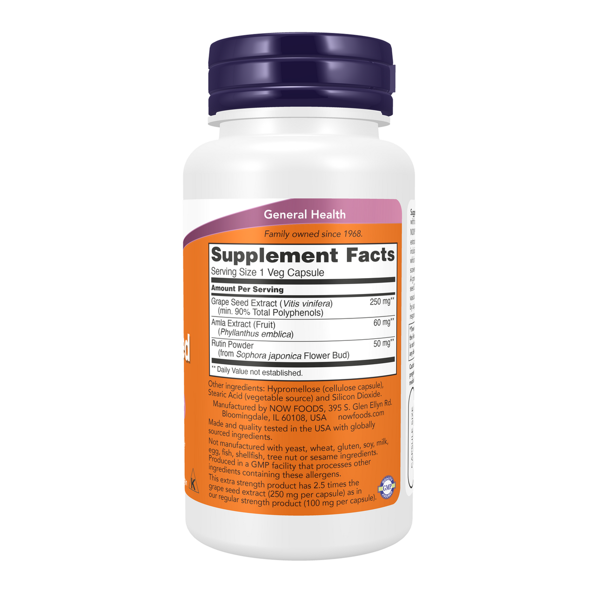 Now Foods Extrait de pépins de raisin 250 mg - vue de droite
