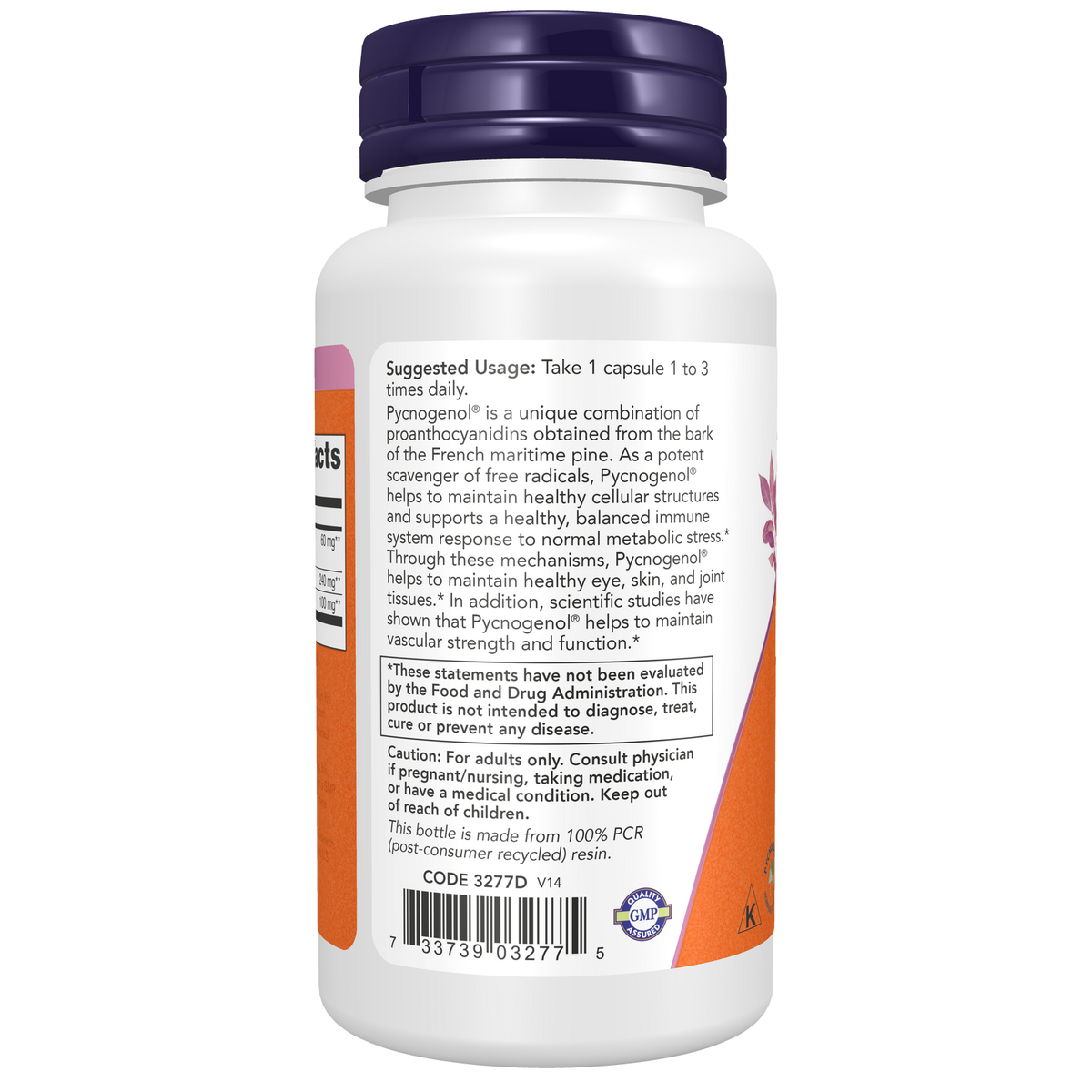 Now Foods Pycnogénol 60 mg - vue de gauche