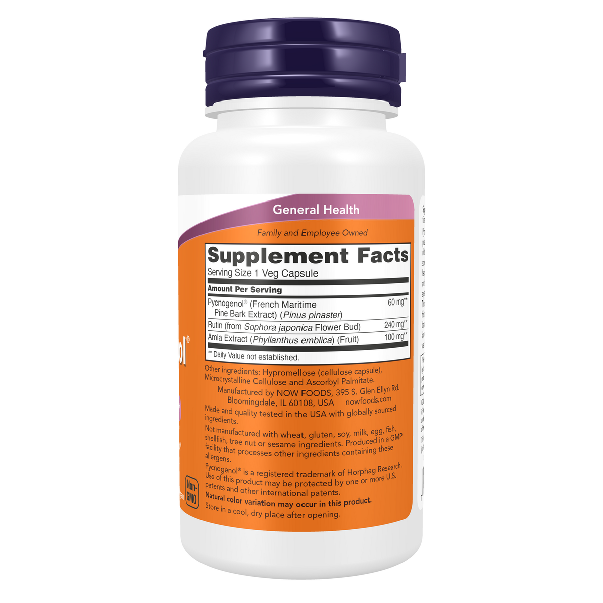 Now Foods Pycnogénol 60 mg - vue de droite