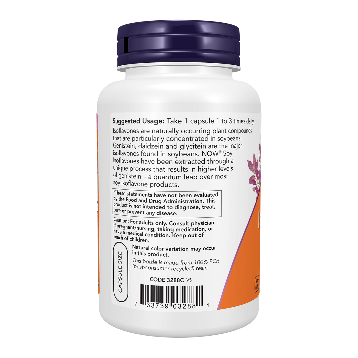 Now Foods Isoflavones de soja 60 mg - vue de gauche