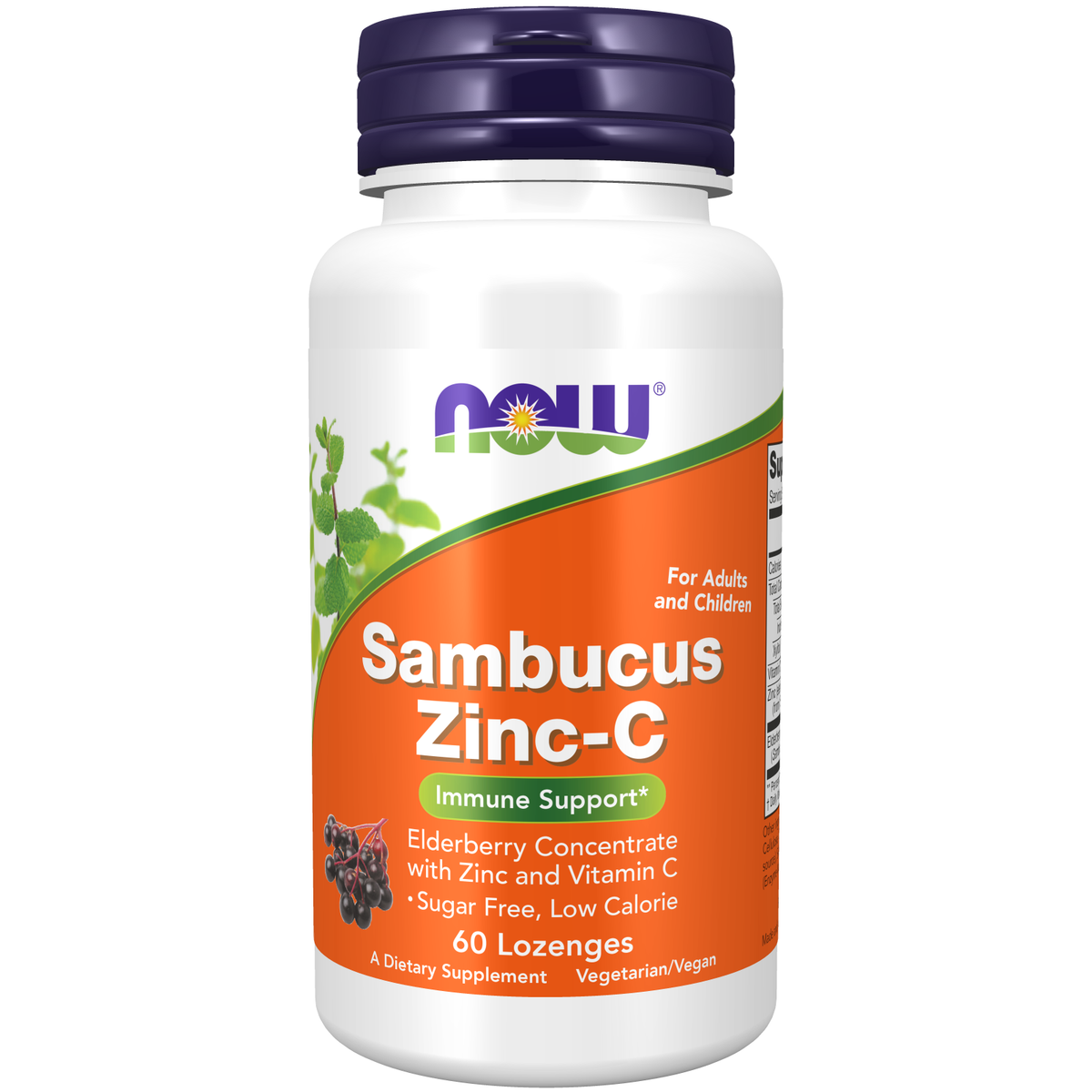 NOW Foods Sambucus Zinc-C 60 pastilles
