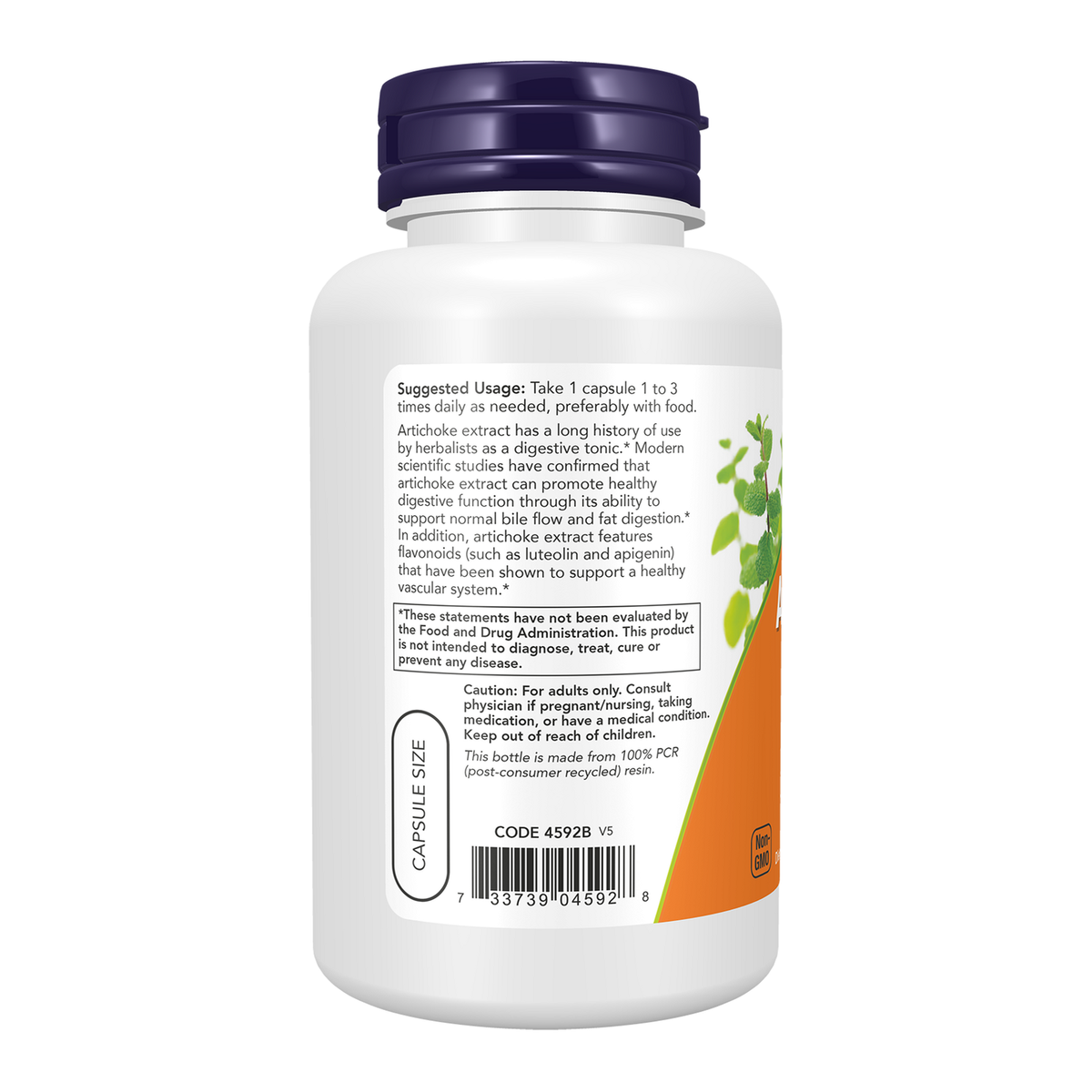 Now Foods Artichaut 450 mg - vue de gauche